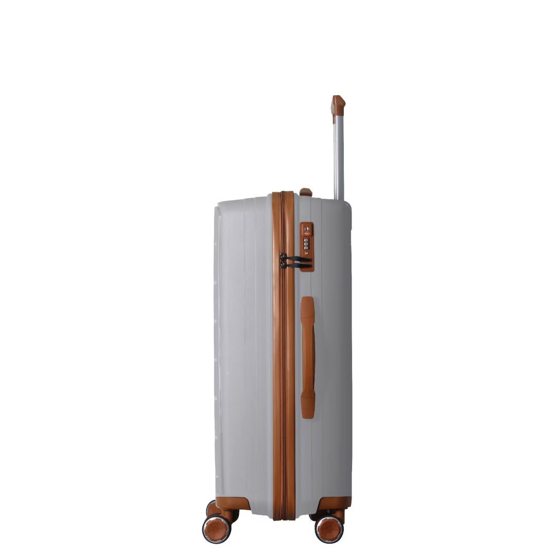 3-Piece Luggage Set Travel Lightweight Suitcases With Rolling Wheels, TSA Lock & Moulded Corner, Carry On Luggages For Business, Trip, 20-24-28, White