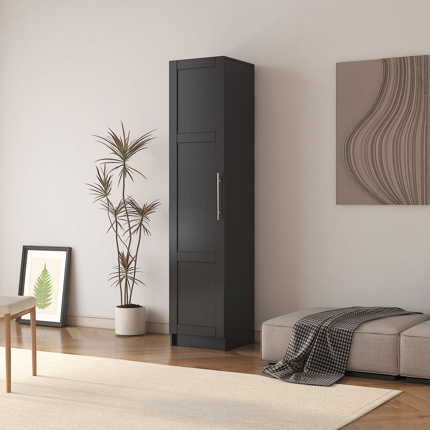 Stackable Wall Mounted Storage Cabinet, 15.75 D X 15.75 W X 70.87 H,black