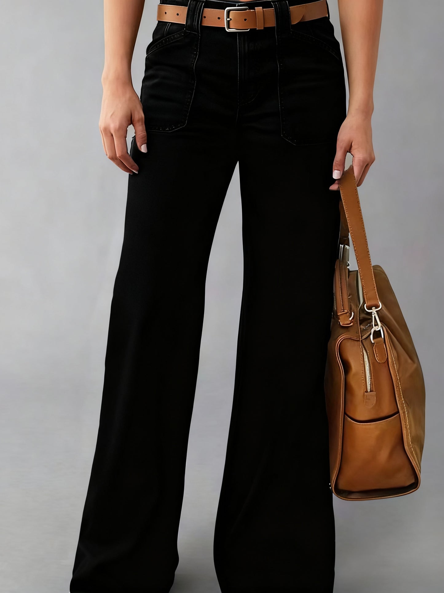 Wide Leg Straight Leg Jeans For Women High Waisted Loose Denim Pants, No Belt