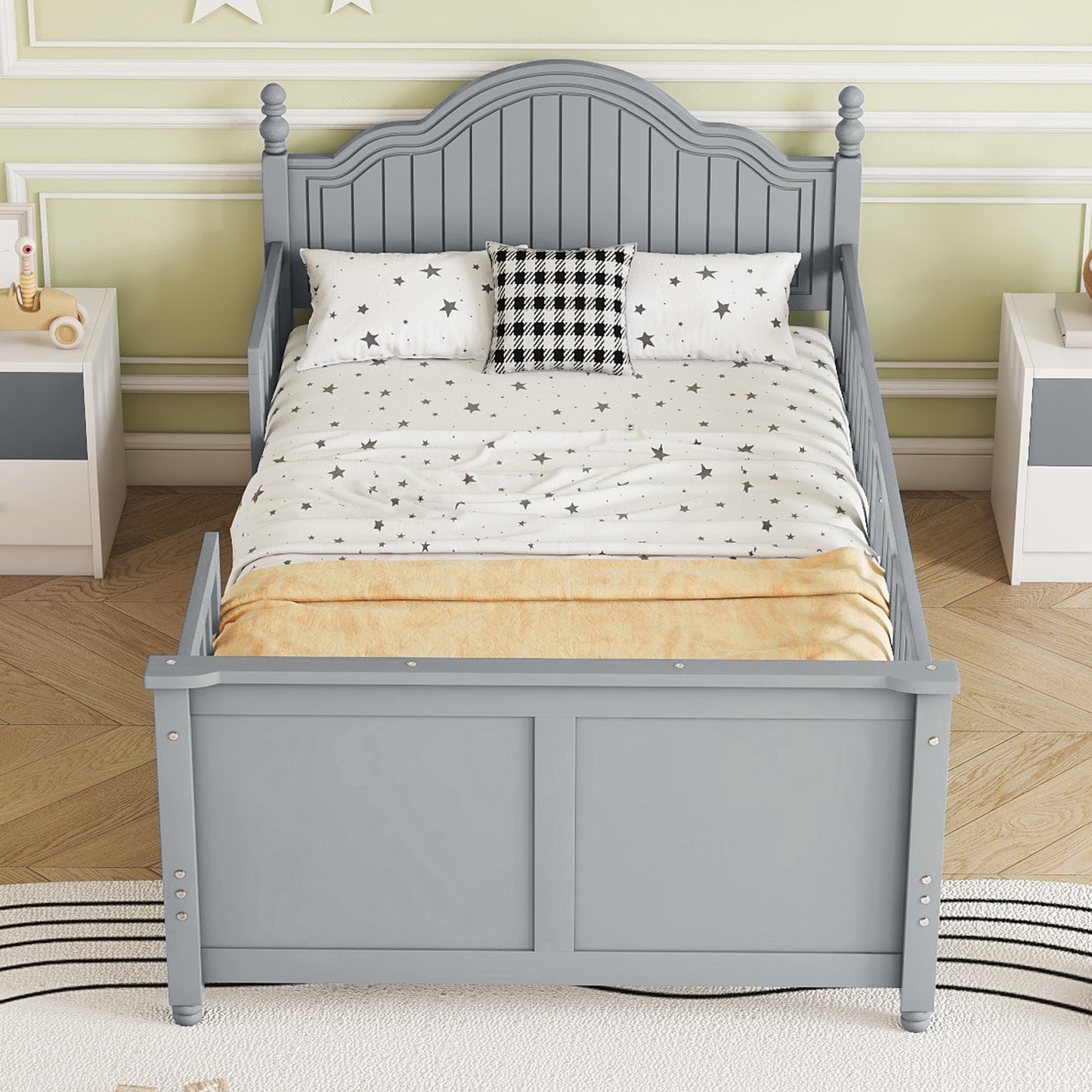 Twin Size Bed For Kids, Wood Twin Platform Bed With Headboard And Footboard, Gray Expect Arrival Date 2026 2 17