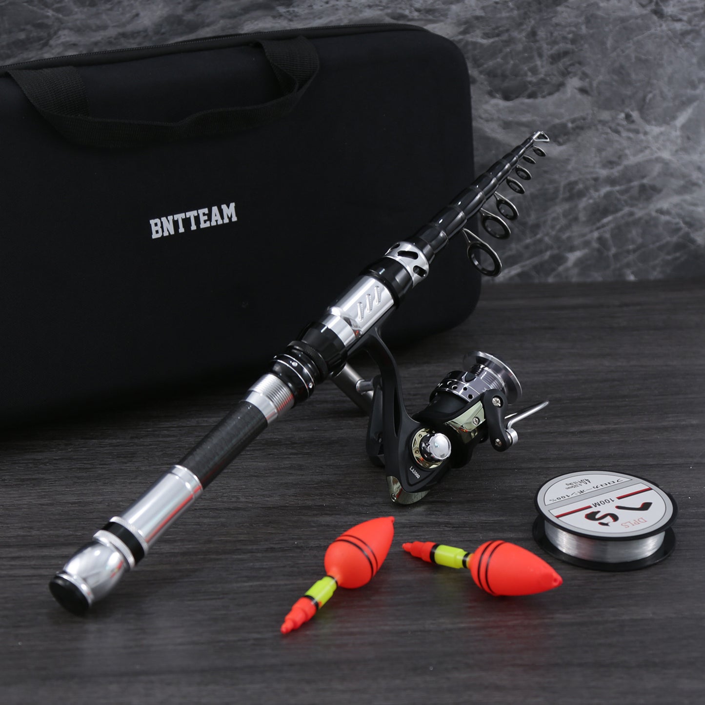 BNTTEAM New Fishing Spinning Reel Rod Combos Carbon Telescop
