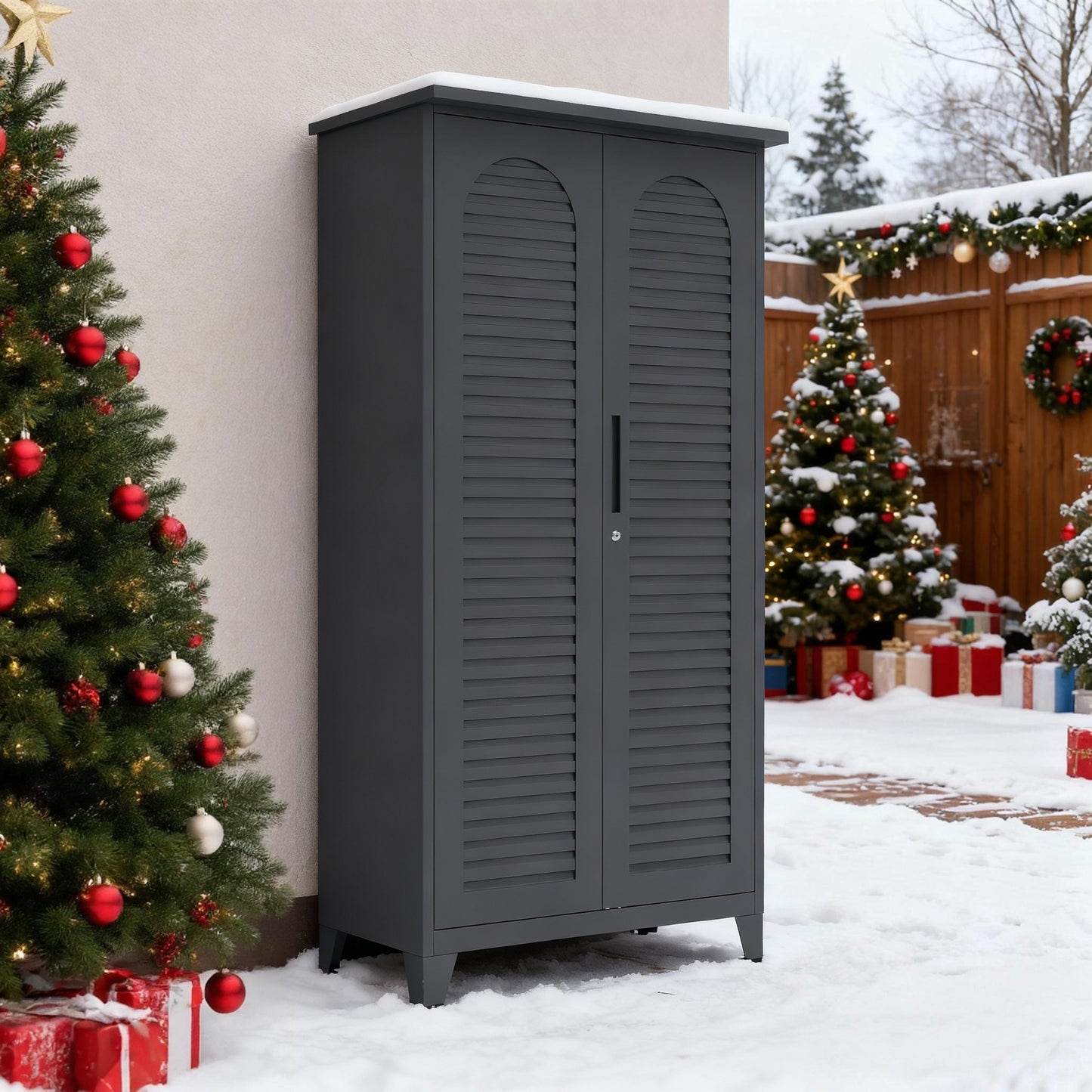 73'' Tall Metal Tool Storage Cabinet, With Ample Storage Space For Garage,Warehouse,Garden,Office, Living Room,Bathroom,Utility Room Slate