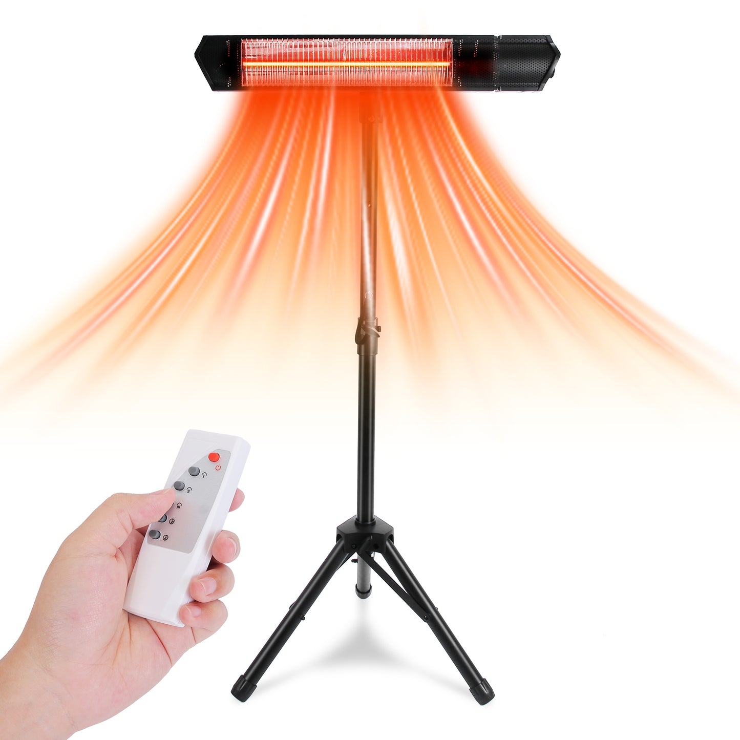 1500W Infrared Heater With Stand Electric Outdoor Patio Heater IP65 Waterproof Tripod Wall Mount With 2 Remotes 3 Heating Levels For Home Restaurant Yard Office Garage