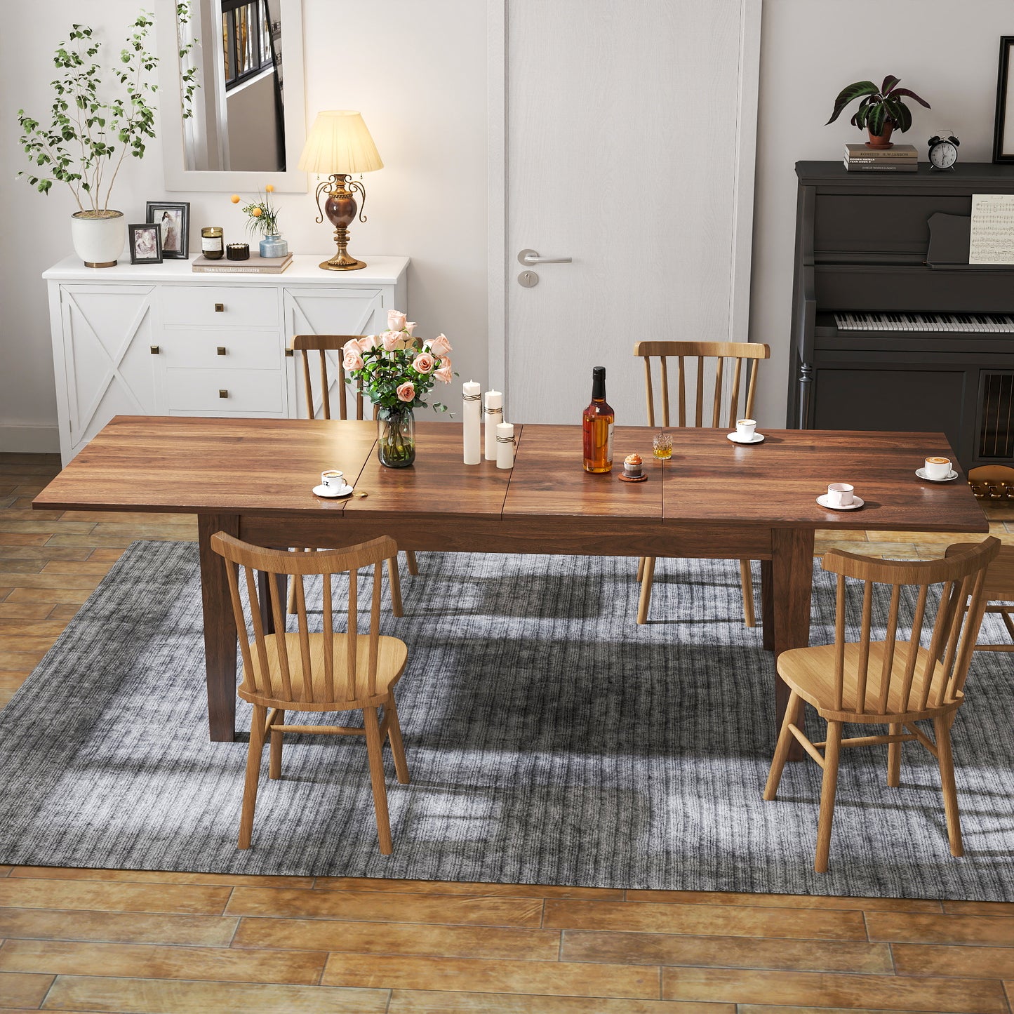 Dining Table,106.3 In Large Extendable Kitchen Table