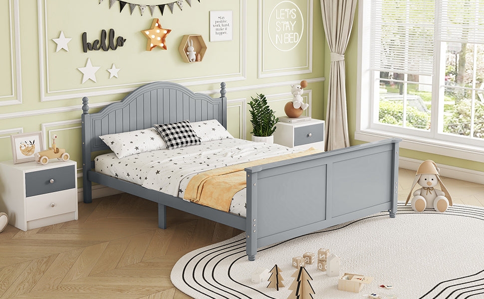Full Size Bed For Kids, Wood Full Platform Bed With Headboard And Footboard, Gray Expect Arrival Date 2026 2 17